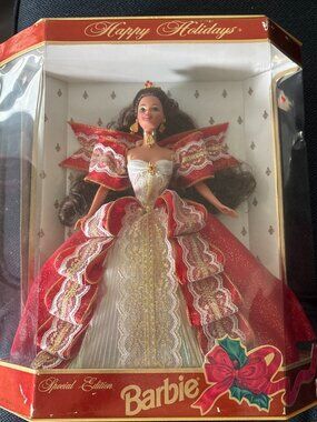 NIB 1997 10th Anniversary Edition Holiday Barbie Brown Hair Hallmark Keepsake